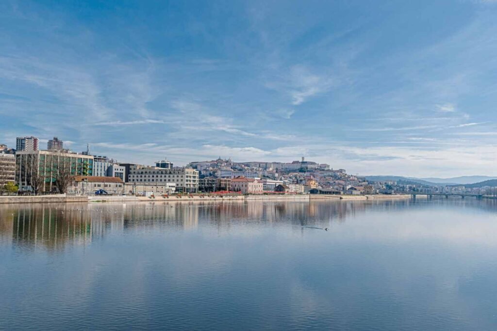 Panoramic view of Coimbra Portugal across the Mondego River