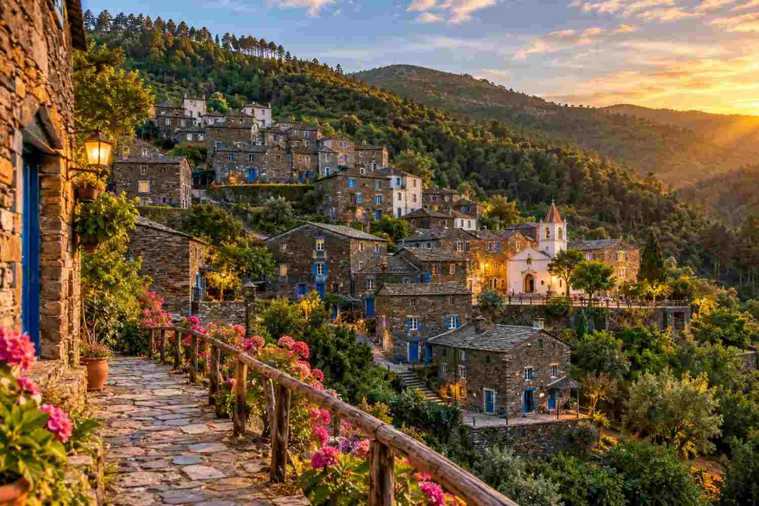 Romantic villages in Portugal featuring historic stone houses and scenic countryside